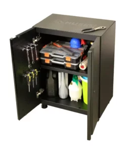 Husky Regular Duty Welded 24-Gauge Steel 2-Door Garage Base Cabinet in Black (24 in. W x 33 in. H x 16 in. D) -FixPro Store matte black powder coating husky free standing cabinets g2402b us 1d 1000