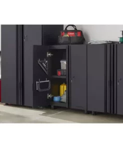 Husky Regular Duty Welded 24-Gauge Steel 2-Door Garage Base Cabinet in Black (24 in. W x 33 in. H x 16 in. D) -FixPro Store matte black powder coating husky free standing cabinets g2402b us 31 1000