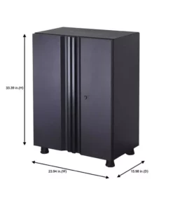 Husky Regular Duty Welded 24-Gauge Steel 2-Door Garage Base Cabinet in Black (24 in. W x 33 in. H x 16 in. D) -FixPro Store matte black powder coating husky free standing cabinets g2402b us 76 1000