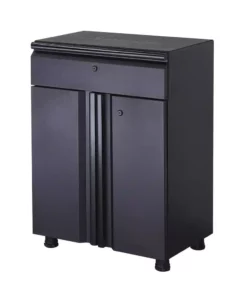 Husky Regular Duty Welded 24-Gauge Steel 1-Drawer 2-Door Garage Base Cabinet in Black (24 in. W x 33 in. H x 16 in. D)
