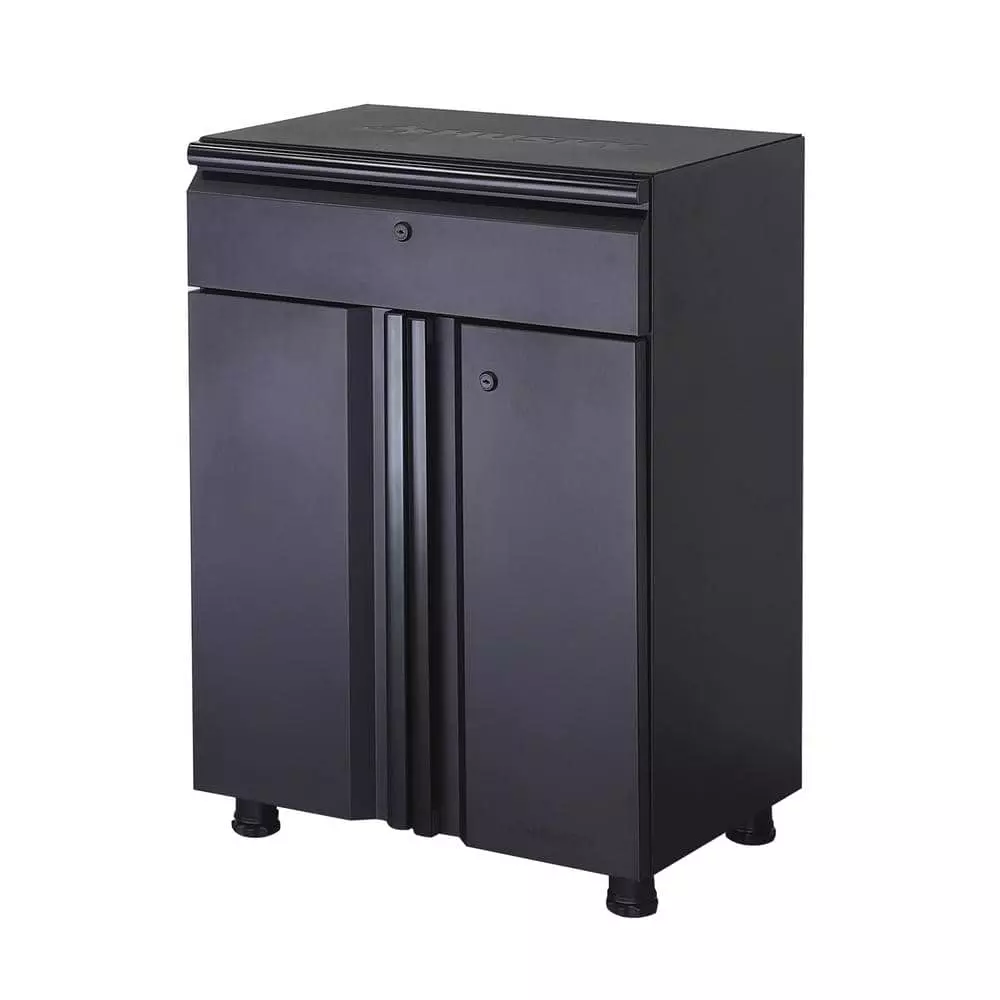Husky Regular Duty Welded 24-Gauge Steel 1-Drawer 2-Door Garage Base Cabinet in Black (24 in. W x 33 in. H x 16 in. D) 3 Husky Regular Duty Welded 24-Gauge Steel 1-Drawer 2-Door Garage Base Cabinet in Black (24 in. W x 33 in. H x 16 in. D)