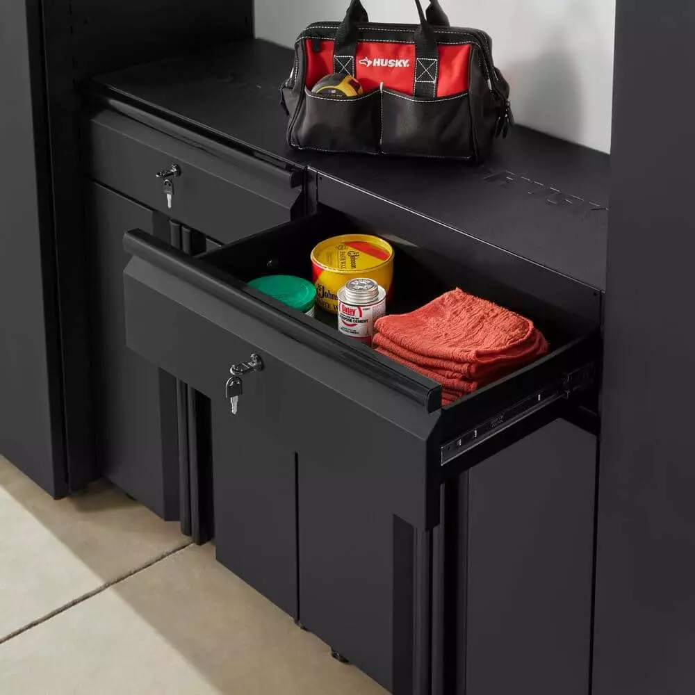 Husky Regular Duty Welded 24-Gauge Steel 1-Drawer 2-Door Garage Base Cabinet in Black (24 in. W x 33 in. H x 16 in. D) 8 Husky Regular Duty Welded 24-Gauge Steel 1-Drawer 2-Door Garage Base Cabinet in Black (24 in. W x 33 in. H x 16 in. D) - Image 6