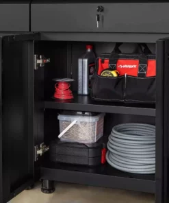 Husky Regular Duty Welded 24-Gauge Steel 1-Drawer 2-Door Garage Base Cabinet in Black (24 in. W x 33 in. H x 16 in. D) 20 Husky Regular Duty Welded 24-Gauge Steel 1-Drawer 2-Door Garage Base Cabinet in Black (24 in. W x 33 in. H x 16 in. D) -FixPro Store matte black powder coating husky free standing cabinets h24bc1drw 77 1000