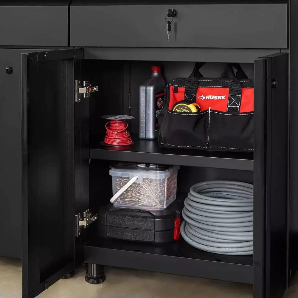 Husky Regular Duty Welded 24-Gauge Steel 1-Drawer 2-Door Garage Base Cabinet in Black (24 in. W x 33 in. H x 16 in. D) 9 Husky Regular Duty Welded 24-Gauge Steel 1-Drawer 2-Door Garage Base Cabinet in Black (24 in. W x 33 in. H x 16 in. D) - Image 7