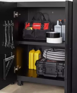 Husky Regular Duty Welded 24-Gauge Steel 2-Door Garage Base Cabinet in Black (24 in. W x 33 in. H x 16 in. D) 20 Husky Regular Duty Welded 24-Gauge Steel 2-Door Garage Base Cabinet in Black (24 in. W x 33 in. H x 16 in. D) -FixPro Store matte black powder coating husky free standing cabinets h24bc2door 66 1000