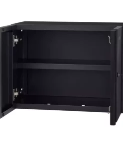 Husky Regular Duty Welded 24-Gauge Steel Wall Mounted Garage Cabinet in Black (24 in. W x 18 in. H x 12 in. D) -FixPro Store matte black powder coating husky wall mounted cabinets g2402w us 1d 1000