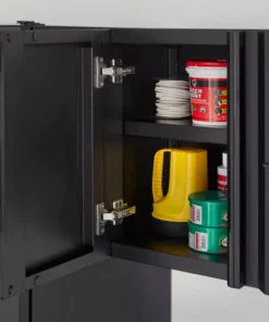 Husky Regular Duty Welded 24-Gauge Steel Wall Mounted Garage Cabinet in Black (24 in. W x 18 in. H x 12 in. D) -FixPro Store matte black powder coating husky wall mounted cabinets g2402w us 77 1000