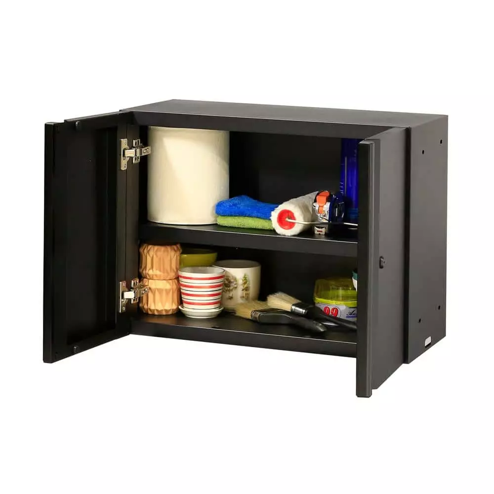 Husky Regular Duty Welded 24-Gauge Steel Wall Mounted Garage Cabinet in Black (24 in. W x 18 in. H x 12 in. D) 8 Husky Regular Duty Welded 24-Gauge Steel Wall Mounted Garage Cabinet in Black (24 in. W x 18 in. H x 12 in. D) - Image 6