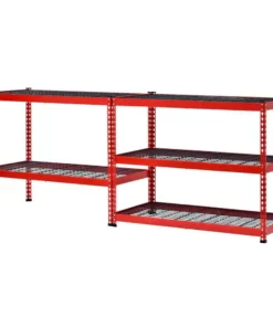 Husky 5-Tier Heavy Duty Steel Garage Storage Shelving Unit in Red (48 in. W x 78 in. H x 24 in. D) -FixPro Store red black husky freestanding shelving units mr482478w5 r 4f 1000