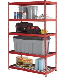 Husky 5-Tier Heavy Duty Steel Garage Storage Shelving Unit in Red (48 in. W x 78 in. H x 24 in. D) -FixPro Store red black husky freestanding shelving units mr482478w5 r 77 1000