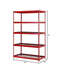 Husky 5-Tier Heavy Duty Steel Garage Storage Shelving Unit in Red (48 in. W x 78 in. H x 24 in. D) -FixPro Store red black husky freestanding shelving units mr482478w5 r a0 1000