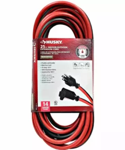 Husky 25 ft. 14/3 Indoor/Outdoor Extension Cord, Red and Black
