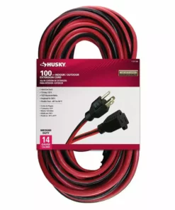 Husky 100 ft. 14/3 Indoor/Outdoor Extension Cord, Red and Black