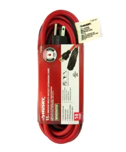 Husky 15 ft. 14/3 Medium-Duty Indoor Multi-Outlet Extension Cord, Red/Black