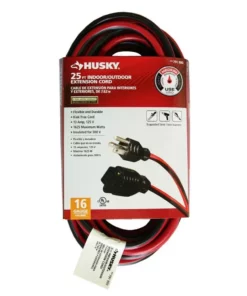 Husky 25 ft. 16/3 Medium-Duty Indoor/Outdoor Extension Cord, Red and Black