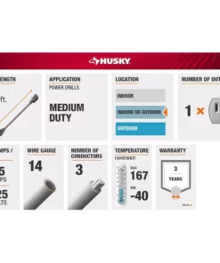 Husky 50 ft. 14/3 Extension Cord -FixPro Store red black husky general purpose cords hw14350hrb 1d 1000