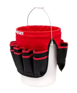 Husky 12 in. 30 Pocket Heavy Duty Bucket Jockey 5 Gallon In-Bucket Storage Tool Bag -FixPro Store red black husky tool bags hd10030 th c3 1000