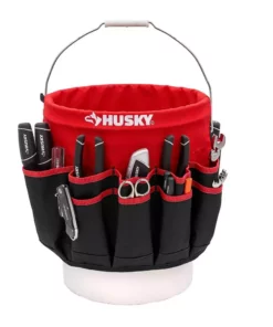Husky 12 in. 30 Pocket Heavy Duty Bucket Jockey 5 Gallon In-Bucket Storage Tool Bag -FixPro Store red black husky tool bags hd10030 th e1 1000