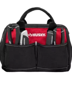 Husky 12 in 4 Pocket Zippered Tool Bag -FixPro Store red black husky tool bags hd60012 th c3 1000