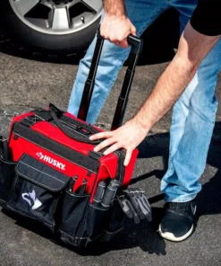 Husky 14 in. 13 Pocket Rolling Tool Bag -FixPro Store red black husky tool bags hd65014 th fa 1000