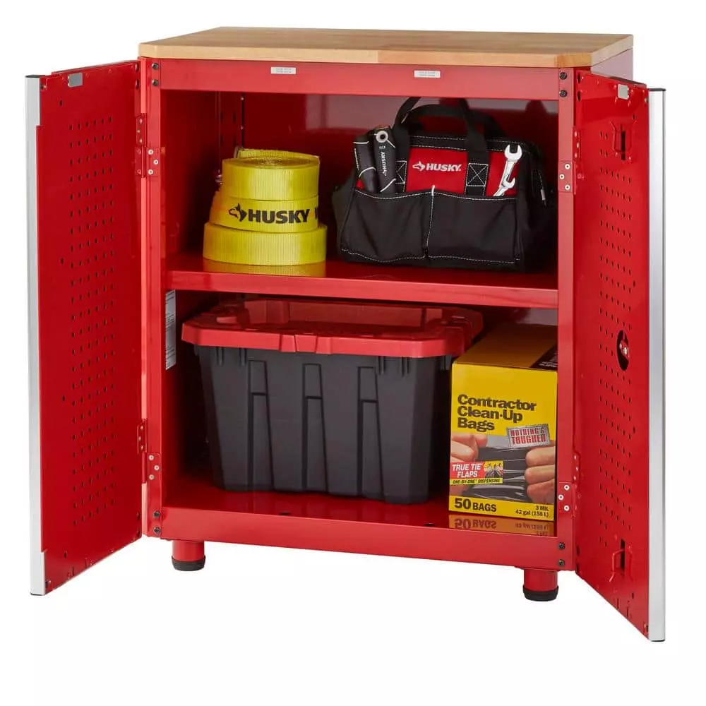 Husky Ready-to-Assemble 24-Gauge Steel 2-Door Garage Base Cabinet in Red (28 in. W x 32 in. H x 18 in. D) 8 Husky Ready-to-Assemble 24-Gauge Steel 2-Door Garage Base Cabinet in Red (28 in. W x 32 in. H x 18 in. D) - Image 6