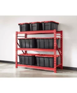 Husky 3-Tier Heavy Duty Industrial Welded Steel Garage Storage Shelving Unit in Red (65 in. W x 54 in. H x 24 in. D) -FixPro Store red husky freestanding shelving units hbr652454w3 r 66 1000