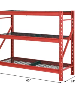 Husky 3-Tier Heavy Duty Industrial Welded Steel Garage Storage Shelving Unit in Red (65 in. W x 54 in. H x 24 in. D) -FixPro Store red husky freestanding shelving units hbr652454w3 r a0 1000