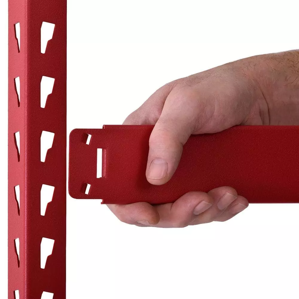 Husky 5-Tier Heavy Duty Boltless Steel Garage Storage Shelving Unit in Red (48 in. W x 78 in. H x 24 in. D) 12 Husky 5-Tier Heavy Duty Boltless Steel Garage Storage Shelving Unit in Red (48 in. W x 78 in. H x 24 in. D) - Image 10