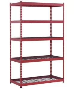 Husky 5-Tier Heavy Duty Boltless Steel Garage Storage Shelving Unit in Red (48 in. W x 78 in. H x 24 in. D) 18 Husky 5-Tier Heavy Duty Boltless Steel Garage Storage Shelving Unit in Red (48 in. W x 78 in. H x 24 in. D) -FixPro Store red husky freestanding shelving units n2r482478w5r 40 1000