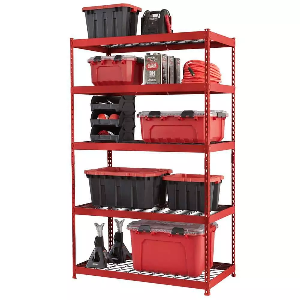 Husky 5-Tier Heavy Duty Boltless Steel Garage Storage Shelving Unit in Red (48 in. W x 78 in. H x 24 in. D) 3 Husky 5-Tier Heavy Duty Boltless Steel Garage Storage Shelving Unit in Red (48 in. W x 78 in. H x 24 in. D)
