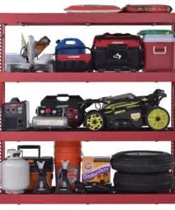 Husky 4-Tier Industrial Duty Steel Freestanding Garage Storage Shelving Unit in Red (77 in. W x 78 in. H x 24 in. D) -FixPro Store red husky freestanding shelving units n2w772478w4r a0 1000