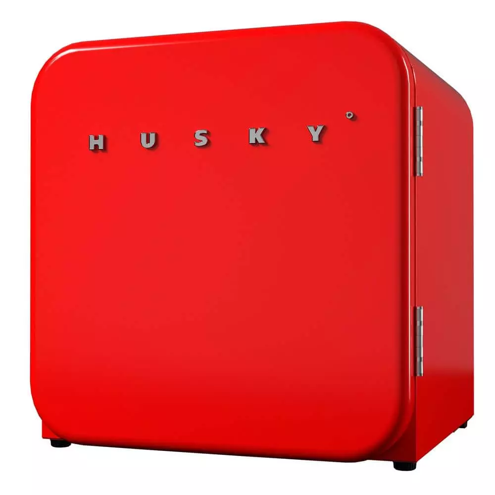 Husky 1.51 Cu. ft. 40-Can Retro Freestanding Quiet Compact Countertop Mini Fridge with Reversible Door without Freezer (Red) 2 Husky 1.51 Cu. ft. 40-Can Retro Freestanding Quiet Compact Countertop Mini Fridge with Reversible Door without Freezer (Red)