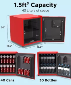Husky 1.5 Cu. ft. 40-Can Solid Door Freestanding Countertop Quiet Mini Fridge with Reversible Door without Freezer (Red) -FixPro Store red husky mini fridges osfs007 rm c3 1000