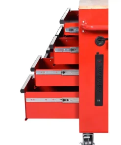 Husky 42 in. W x 18.1 in. D 8-Drawer Red Mobile Workbench Cabinet with Solid Wood Top -FixPro Store red husky mobile workbenches h42mwc8red 44 1000