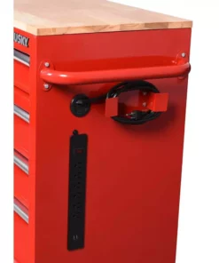 Husky 42 in. W x 18.1 in. D 8-Drawer Red Mobile Workbench Cabinet with Solid Wood Top -FixPro Store red husky mobile workbenches h42mwc8red 4f 1000