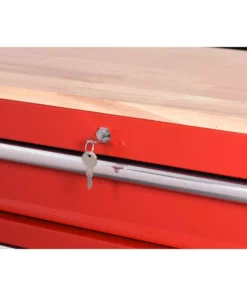 Husky 42 in. W x 18.1 in. D 8-Drawer Red Mobile Workbench Cabinet with Solid Wood Top -FixPro Store red husky mobile workbenches h42mwc8red fa 1000