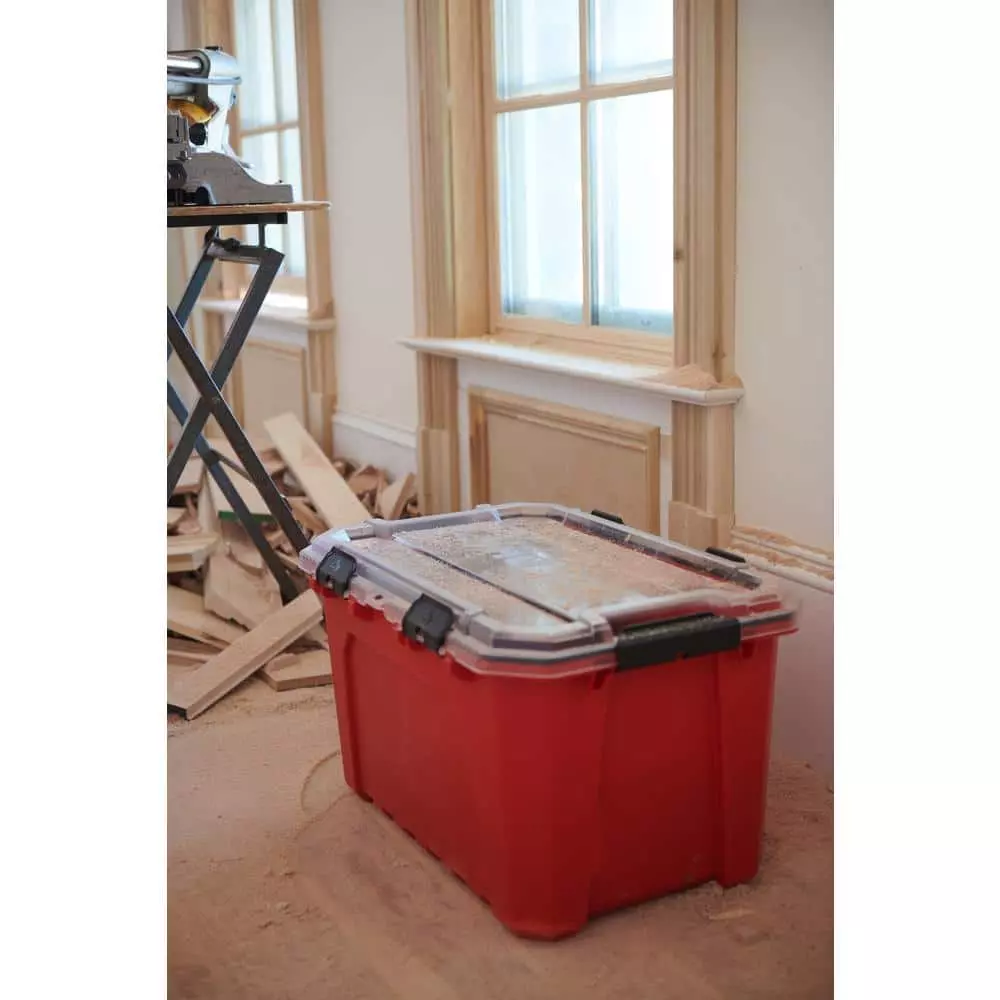 Husky 20-Gal. Professional Duty Waterproof Storage Container with Hinged Lid in Red 6 Husky 20-Gal. Professional Duty Waterproof Storage Container with Hinged Lid in Red - Image 4