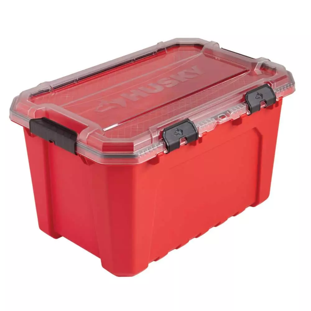 Husky 20-Gal. Professional Duty Waterproof Storage Container with Hinged Lid in Red 12 Husky 20-Gal. Professional Duty Waterproof Storage Container with Hinged Lid in Red - Image 10