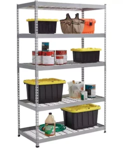 Husky 5-Tier Heavy Duty Steel Garage Storage Shelving Unit in Silver (48 in. W x 78 in. H x 24 in. D)