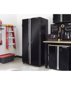 Husky Ready-to-Assemble 24-Gauge Steel Garage Gear Cabinet in Black (36 in. W x 72 in. H x 24 in. D) -FixPro Store smooth glossy black powder coating husky free standing cabinets g3624w us 31 1000