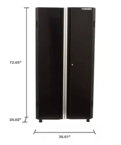 Husky Ready-to-Assemble 24-Gauge Steel Garage Gear Cabinet in Black (36 in. W x 72 in. H x 24 in. D) -FixPro Store smooth glossy black powder coating husky free standing cabinets g3624w us 76 1000