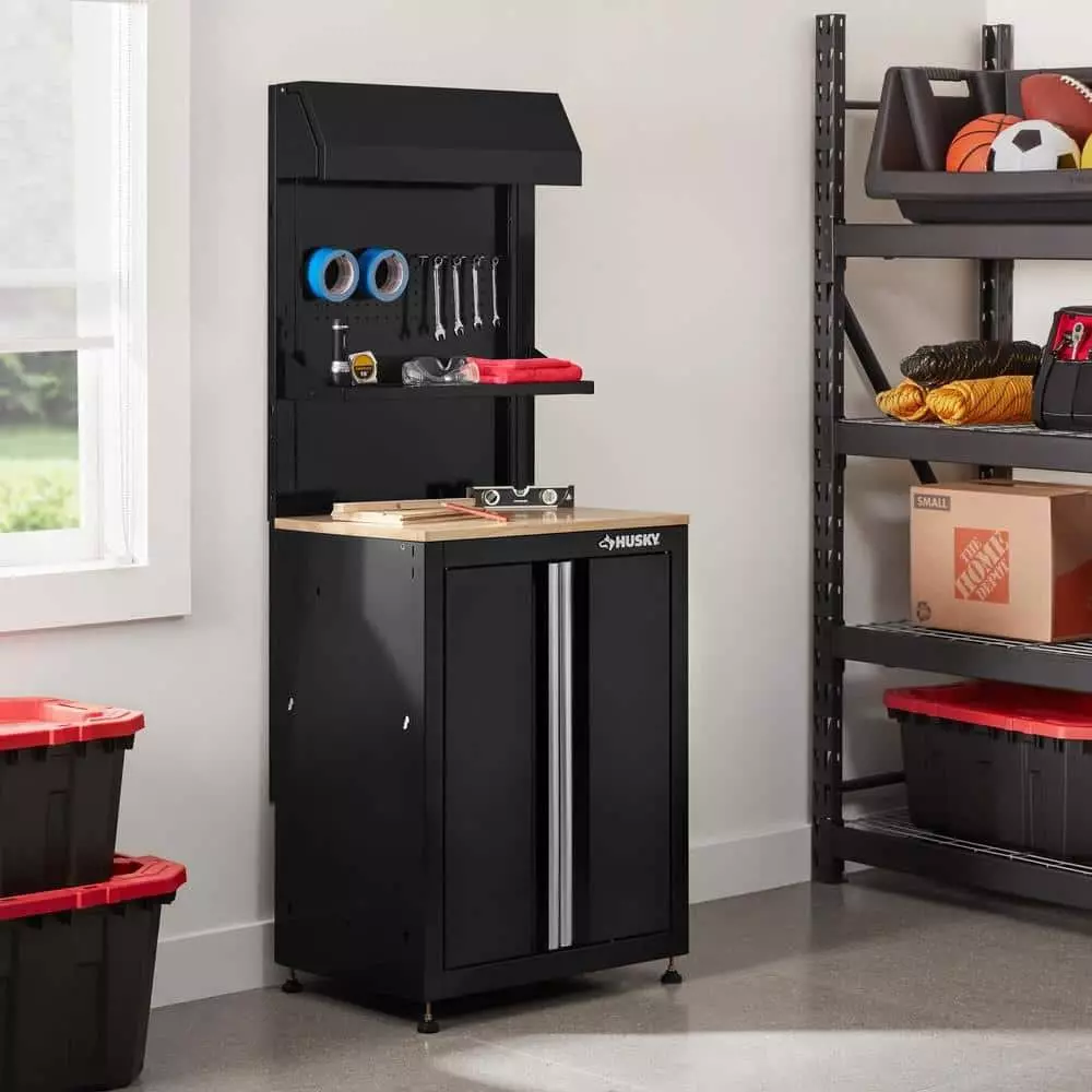 Husky 3-Piece Ready-to-Assemble Steel Garage Workstation in Black (26.6 in. W x 69.5 in. H x 19.5 in. D) 9 Husky 3-Piece Ready-to-Assemble Steel Garage Workstation in Black (26.6 in. W x 69.5 in. H x 19.5 in. D) - Image 7