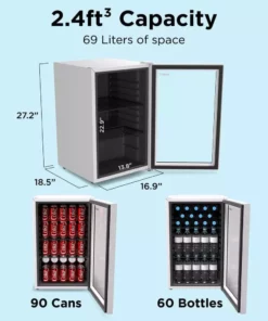 Husky 2.4 Cu. ft. 60-Can Freestanding Beverage Cooler Countertop Mini Fridge with Glass Door without Freezer (White) -FixPro Store white husky beverage wine combos osfg018 wl c3 1000
