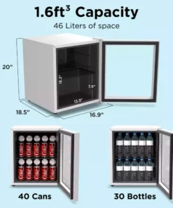 Husky 1.5 Cu. ft. Glass Door Freestanding Countertop Beverage Refrigerator with Reversible Door without Freezer (White) -FixPro Store white husky mini fridges osfg012 wm 4f 1000