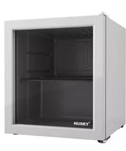Husky 1.5 Cu. ft. Glass Door Freestanding Countertop Beverage Refrigerator with Reversible Door without Freezer (White)