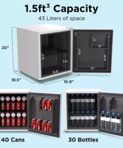 Husky 1.5 Cu. ft. 40-Can Solid Door Freestanding Countertop Quiet Mini Fridge with Reversible Door without Freezer (White) -FixPro Store white husky mini fridges osfs009 wm c3 1000