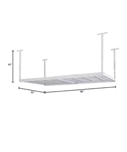Husky Adjustable Height Overhead Ceiling Mount Garage Rack in White (42 in. H x 96 in. W x 32 in. D) -FixPro Store white husky overhead garage storage acr3296w p a0 1000