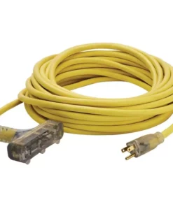 Husky 50 ft. 12/3 Lighted Triple Tap Extension Cord -FixPro Store yellow husky general purpose cords 76050hy d4 1000