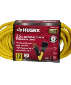 Husky 25 ft. 12/3 Extension Cord, Yellow -FixPro Store yellow husky general purpose cords hd 1004823551 4f 1000